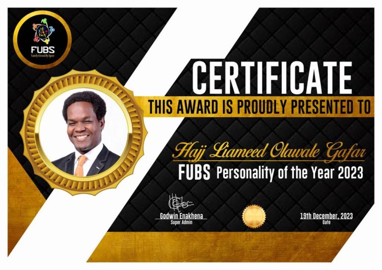 36 Lion Football Club President wins FUBS Sports Personality of the Year.