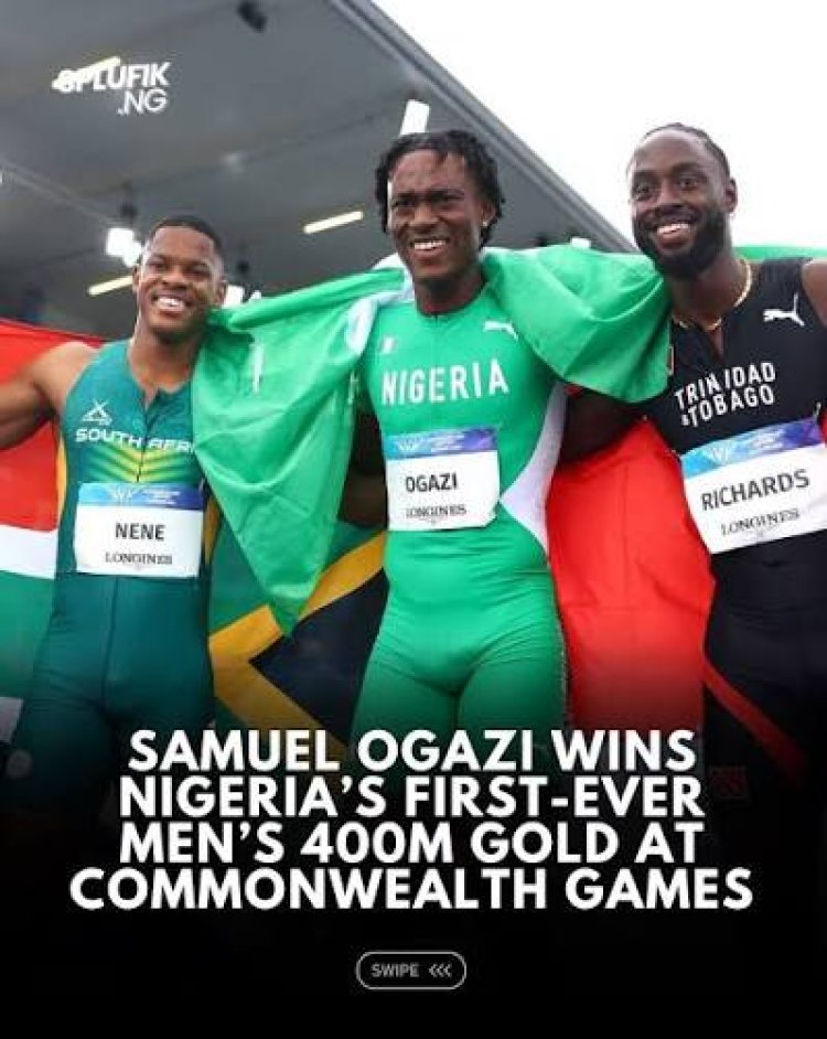 2026 Commonwealth Games: Ogazi wins 400m gold after Nathaniel’s 400m hurdles gold